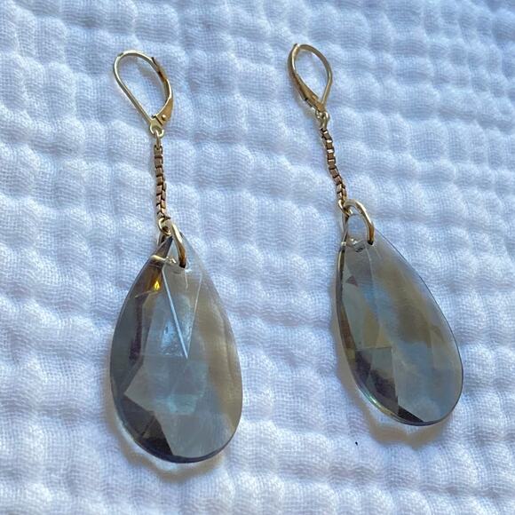 Y2K Fred Segal Sterling Silver & Smoky Lucite Drop Earrings | Never Worn - Picture 1 of 6